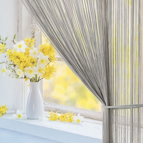 Miulee decorative string curtain for door 90 x 245 cm, grey