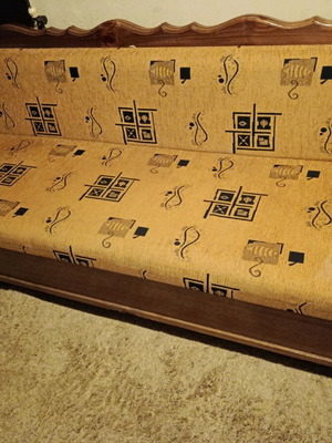 Μπαουλοντιβάνι μεταχειρισμένο ξύλινο με αποθηκευτικό χώρο και πολυθρόνα