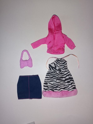 Barbie clothes and accessories set used, pink and animal print