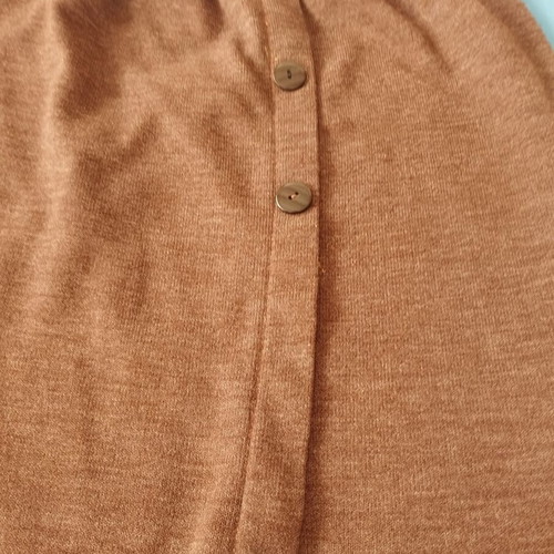 Retro brown knitwear set with batwing sleeve blouse and midi skirt like new