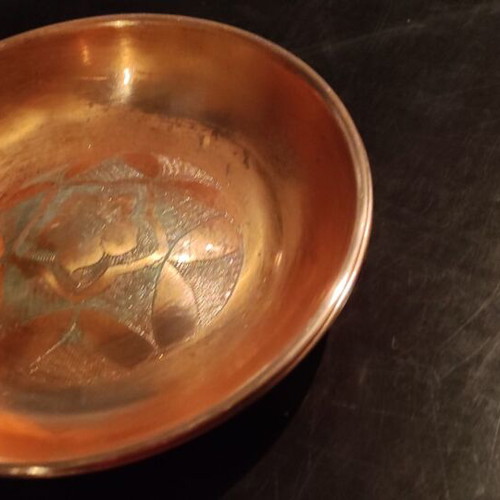 Brass decorative plates set with handmade carving used