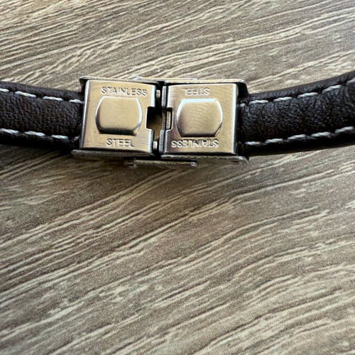 Men's bracelet brown leather with stainless steel like new