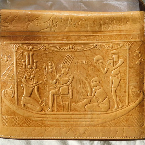 Ethnic Egypt shoulder bag made of genuine leather used