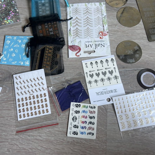 Mega Nail Art Decoration Bundle new, stamping plates, stickers, rhinestones