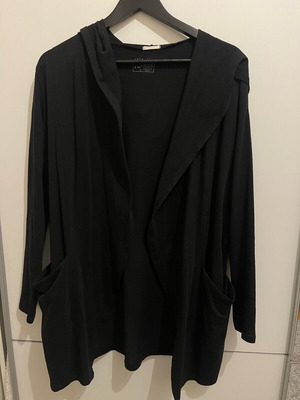 Celestino Black Cotton Cardigan With Hood And Pockets New