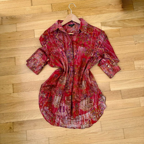 Massimo Dutti floral shirt size M like new, red pink