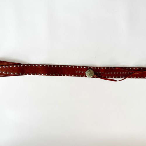 Leather belt red vintage used with metal buckle