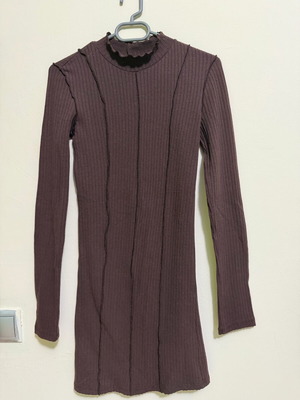 Ribbed brown dress Pull & Bear lightly worn