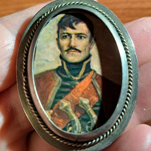 Silver brooch with Djordje Petrovic Karadjordje used