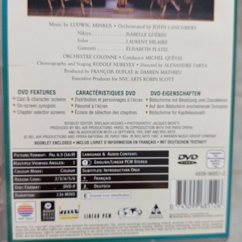 La Bayadere ballet DVD new, choreography by Rudolf Nureyev
