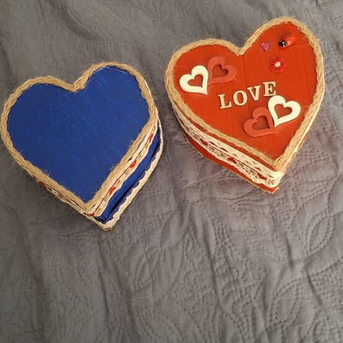 Handmade heart-shaped boxes set of 2
