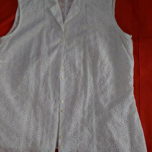 Women’s sleeveless lace guipure shirt used, white, size XL