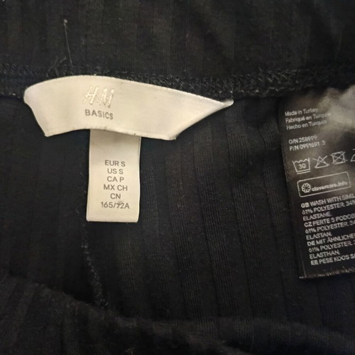 H&M Ribbed Loose Black Pants Like New Size S