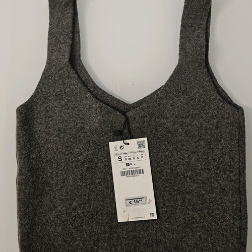 Zara knitted sleeveless grey top new, size S