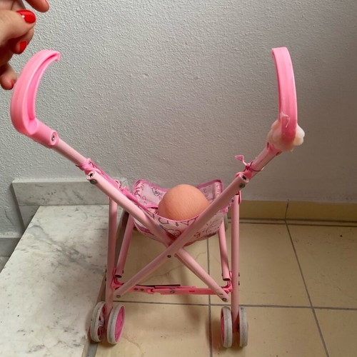 Doll stroller with doll used, pink