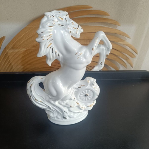 Vintage porcelain horse figurine used, decorative 37×25 cm