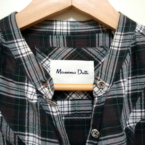 Massimo Dutti plaid shirt like new, gray and brown, size 46