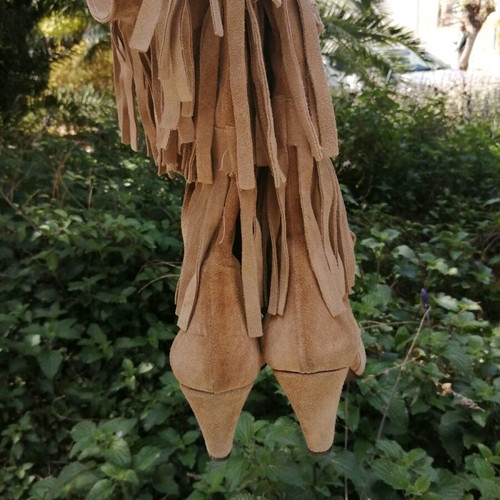 Beige boots made of genuine suede leather, like new
