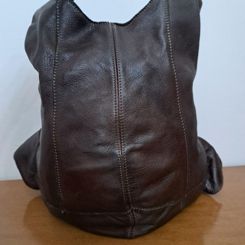 Italian leather backpack in dark brown, like new, minimal design