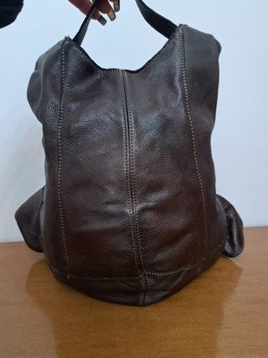 Italian leather backpack in dark brown, like new, minimal design