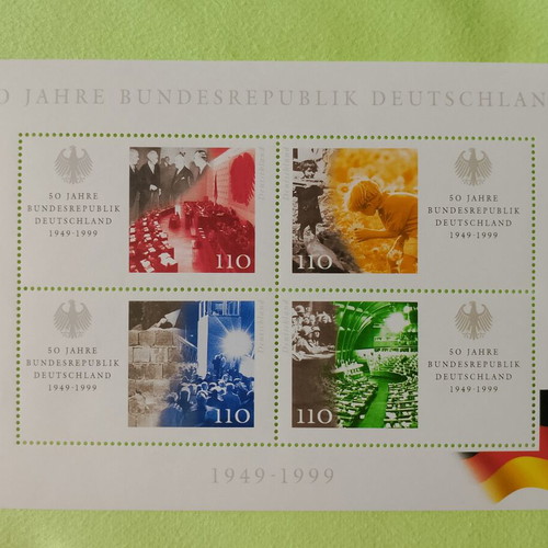 German stamps 1999 with first day covers Bonn and Frankfurt