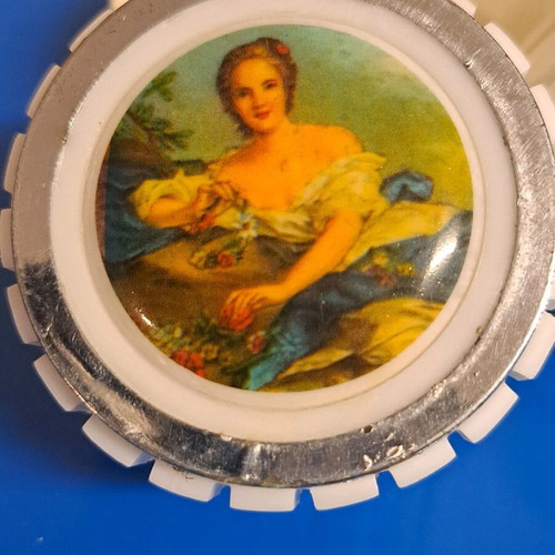 Vintage mini jewelry boxes set of 4 used, white with handpainted designs