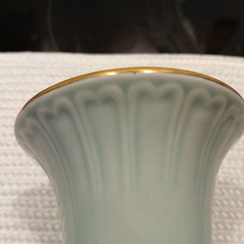 Vintage ceramic vase from North Korea with gold accents
