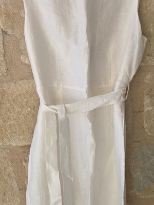 M&S Autograph White Linen Blend Sleeveless Boat Neck Midi Dress new