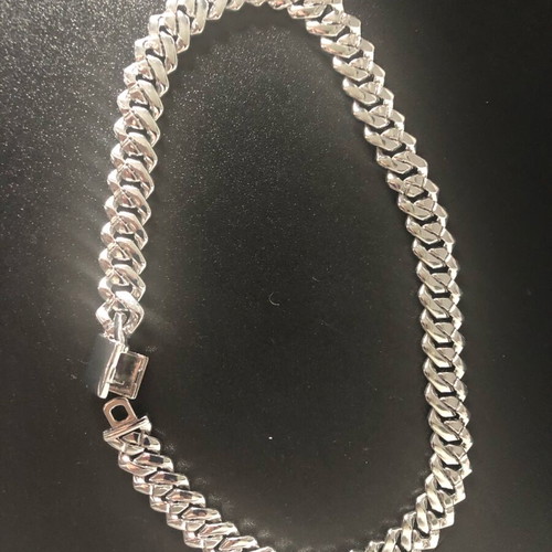 Cuban Chain silver iced out with cubic zirconia and rhinestones, 16 and 18 inch