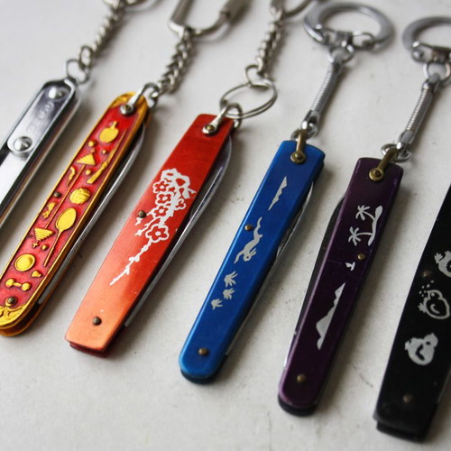 Double Arrow vintage 60's keychain knives set of 6, new