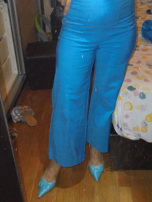 Mango culotte cotton pants turquoise new, small size