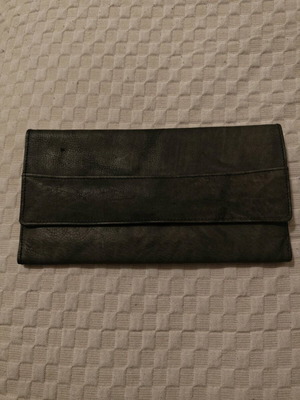 Leather women's wallet dark gray new