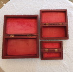 Set of 3 handmade woodcarved boxes from rosewood with velvet lining