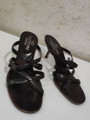 Women's heeled sandals, 7 cm heel height