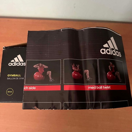 Adidas gym equipment new, large rubber ball 65 cm and level 3 resistance bands