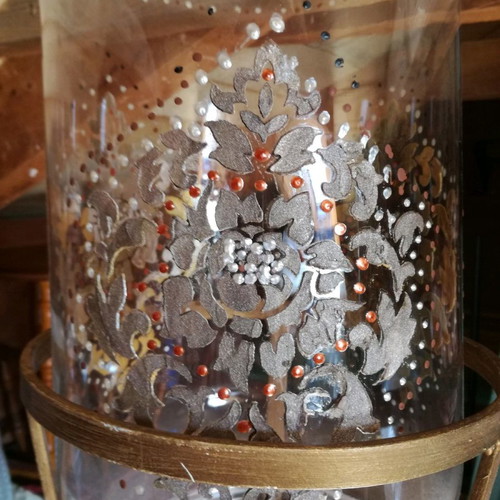 Vase with stand used, hand-painted with golden base