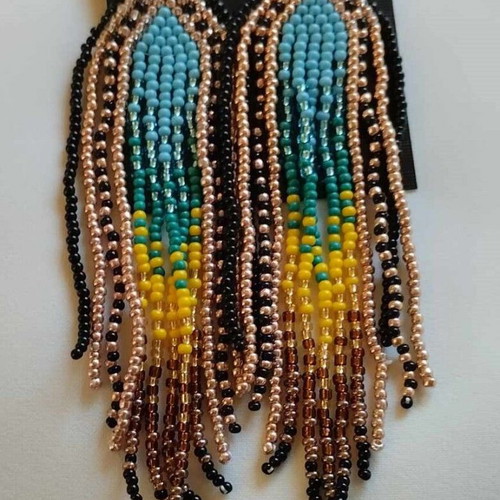 Handmade beaded tassel earrings with colorful beads new