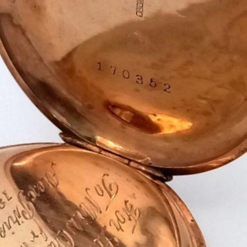 Golden pocket watch 1918 used, 9 carat gold, floral motifs