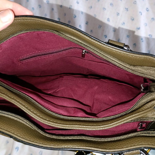 Famous Shoes olive/brown handbag new with bow and two compartments