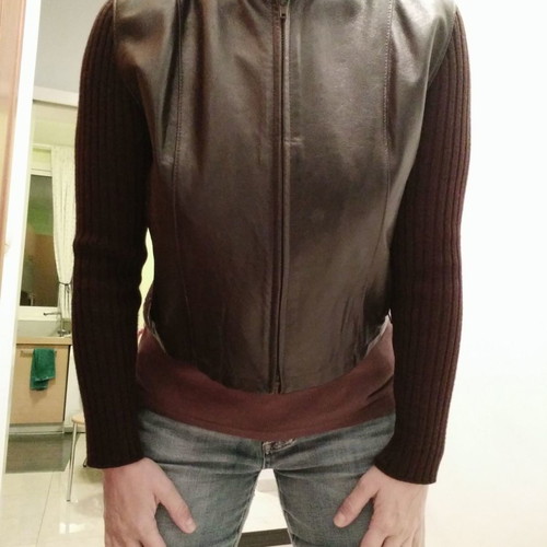 Alpha Massimo Rebecchi jacket used wool and leather brown