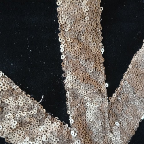 Black velvet mini dress like new with gold sequin details