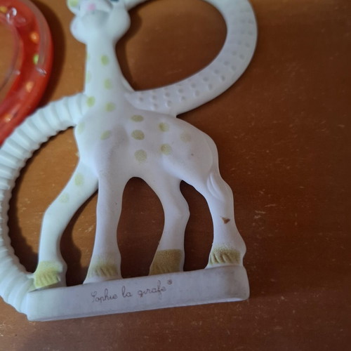 Sophie La Girafe Teething Set used with Rattle and Natural Rubber Teether