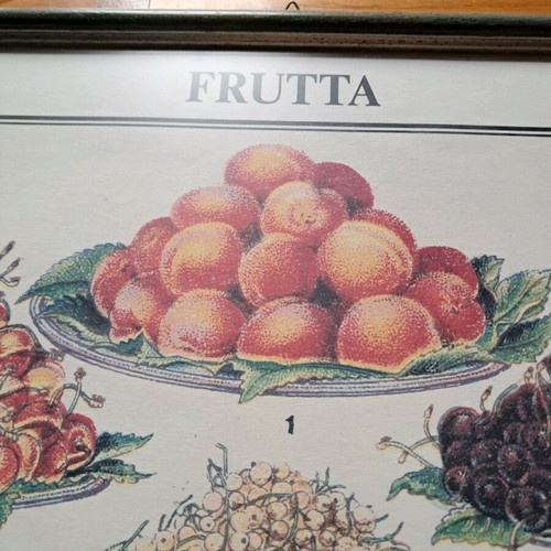 Picture in wooden frame with glass 49x73, like new, decorative fruit painting