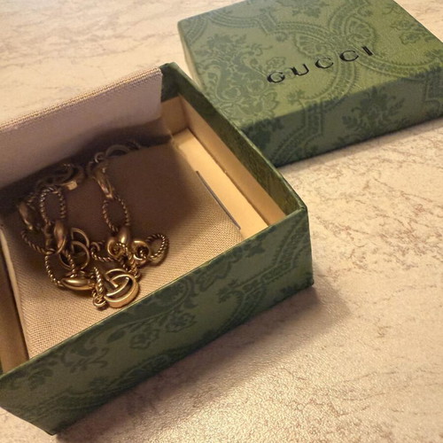 Gucci GG necklace and bracelet set gold tone new