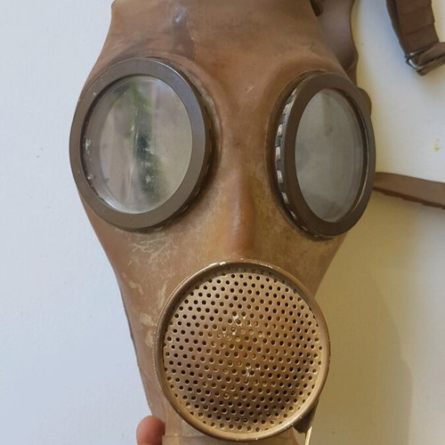 Belgian M51 Army Gas Mask used with plastic damage