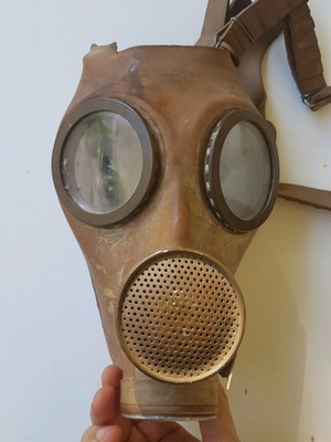 Belgian M51 Army Gas Mask used with plastic damage