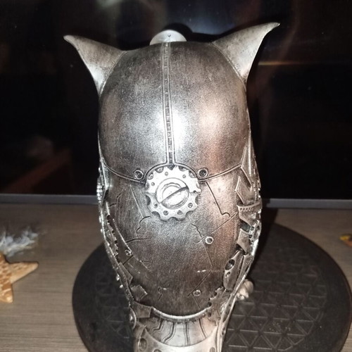 Διακοσμητικό κουκουβάγιας στυλ steampunk ασημί γλυπτό μεταχειρισμένο σαν καινούργιο