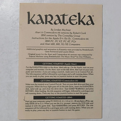 Karateka PC Big Box used, action fighting game by Broderbund