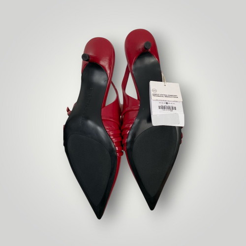 Red buckle slingback sandals and platforms new, size 38