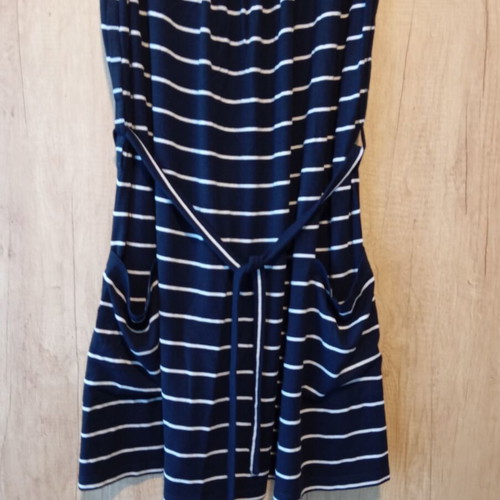 Summer Maternity Dress like new, white and blue, with pockets and belt